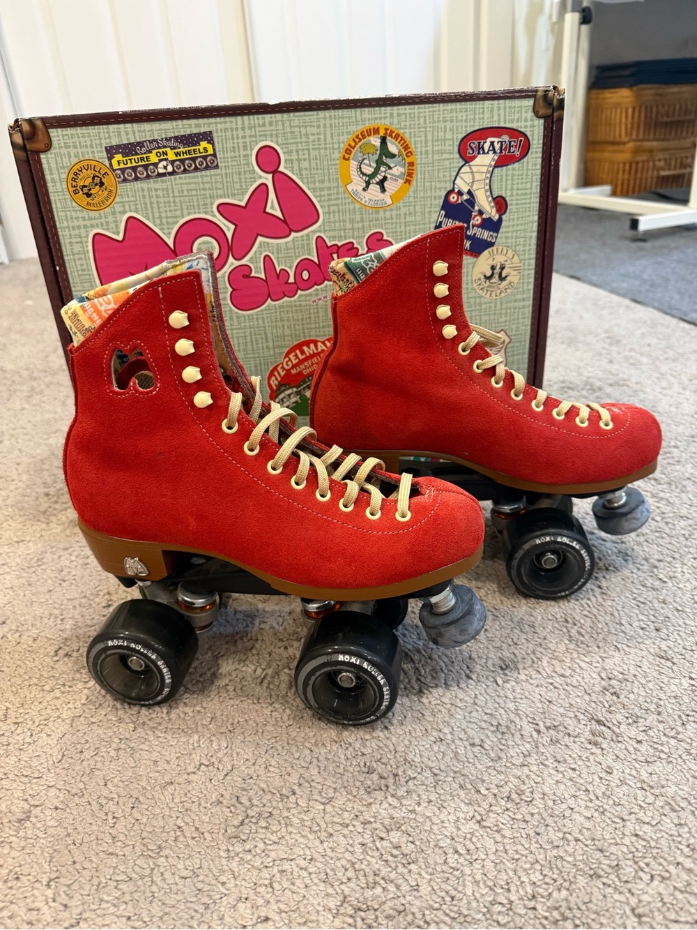 Moxi Poppy Red Lolly Roller Skates with Tan Sole